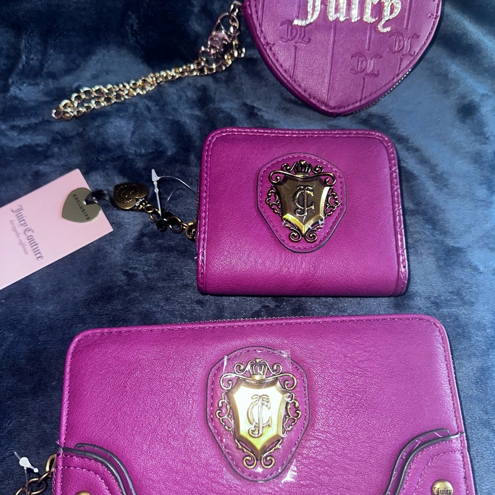Juicy Couture plum berry  Wallet and Heart Coin Purse Set bundle